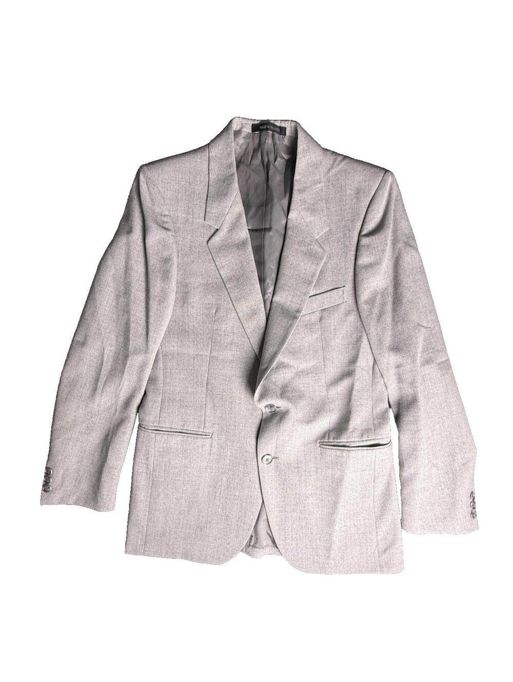 Yves Saint Laurent Blazer Mens US 36 Gray Wool Pinstripe Two Button Suit Jacket